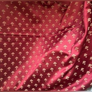 Vintage upholstery fabric shades Burgundy Wine Gold Mustard Fleur De Lis style